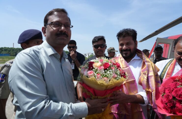 District officials extend a grand welcome to the Chief Minister
